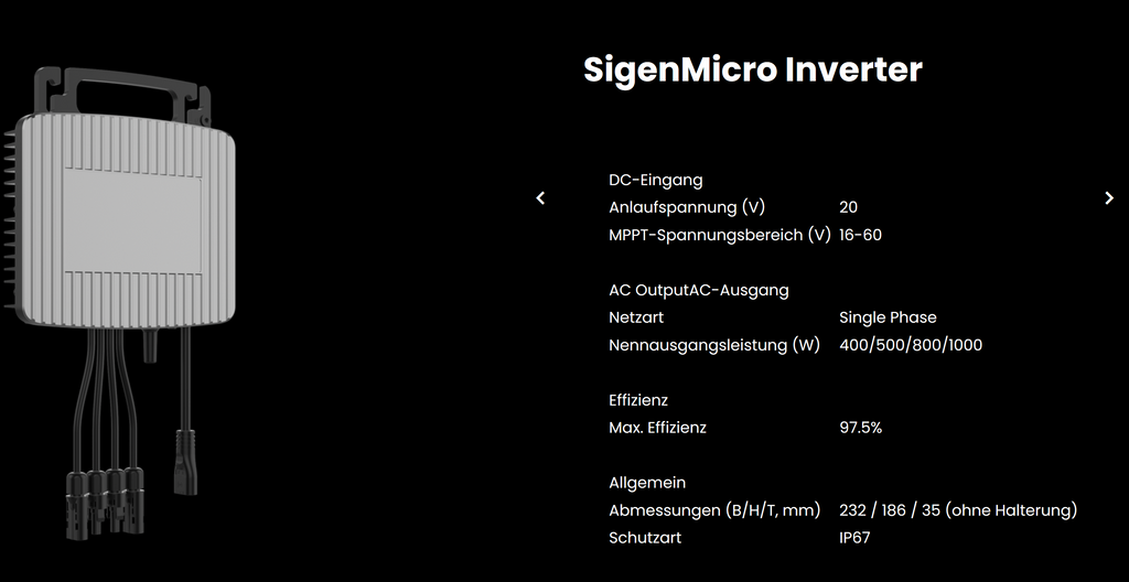 SigEnergy Microwechselrichter 400W